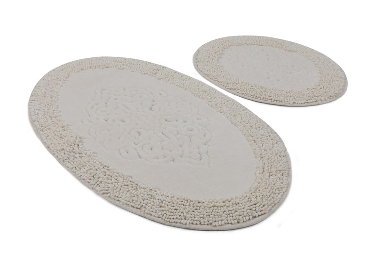 Set Covorase de baie (2 Bucati) Asi Home Piante Oval - Ecru