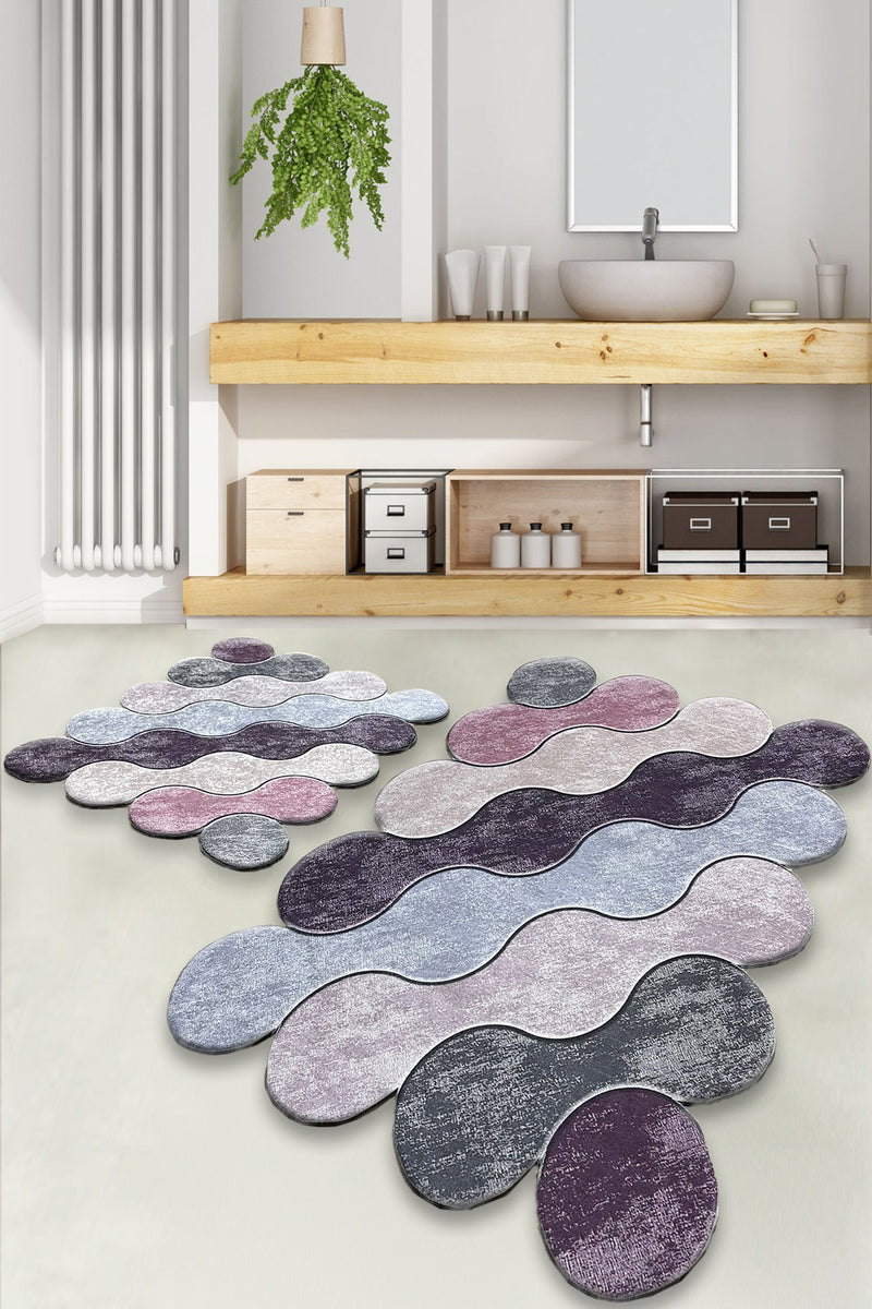 Set Covorase de baie (2 Bucati) Asi Home Cerc - Violet