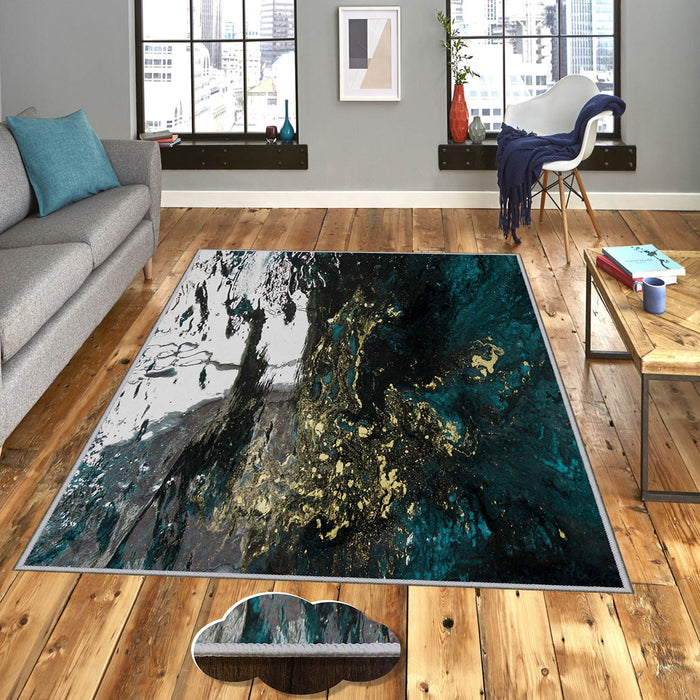 Covor Asi Home Abstract Golden Turquise, 180 x 280cm, Poliester, Multicolor