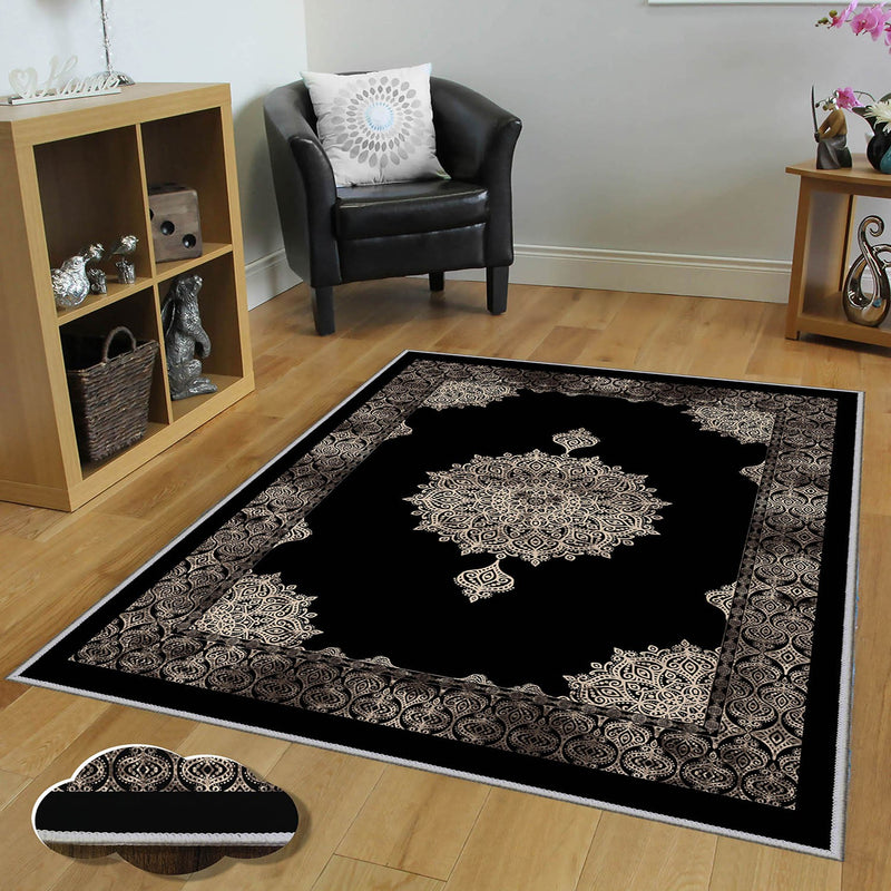 Covor Asi Home Oriental Black, 120 x 180cm, Poliester, Multicolor