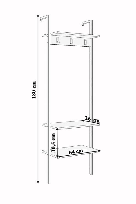 Cuier Asi Home Nina, Negru, 54 x180 x26 cm