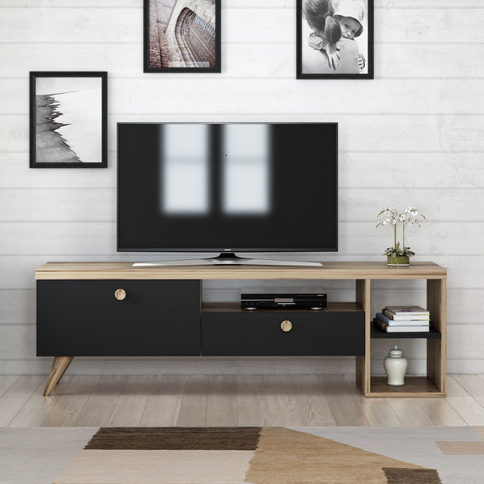 Comoda TV Asi Home Parion - Negru/ Stejar, 150 x47 x35 cm