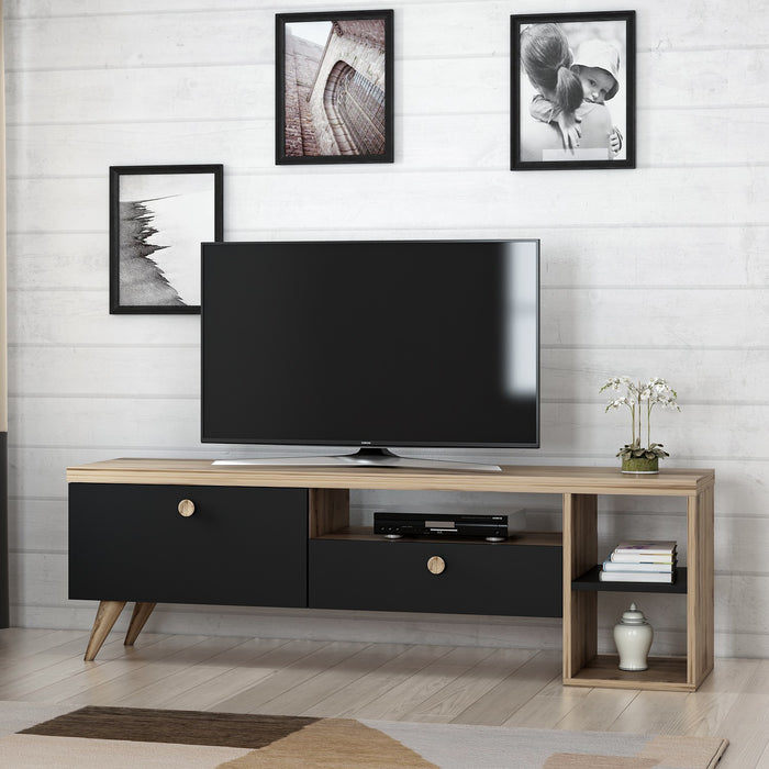 Comoda TV Asi Home Parion - Negru/ Stejar, 150 x47 x35 cm