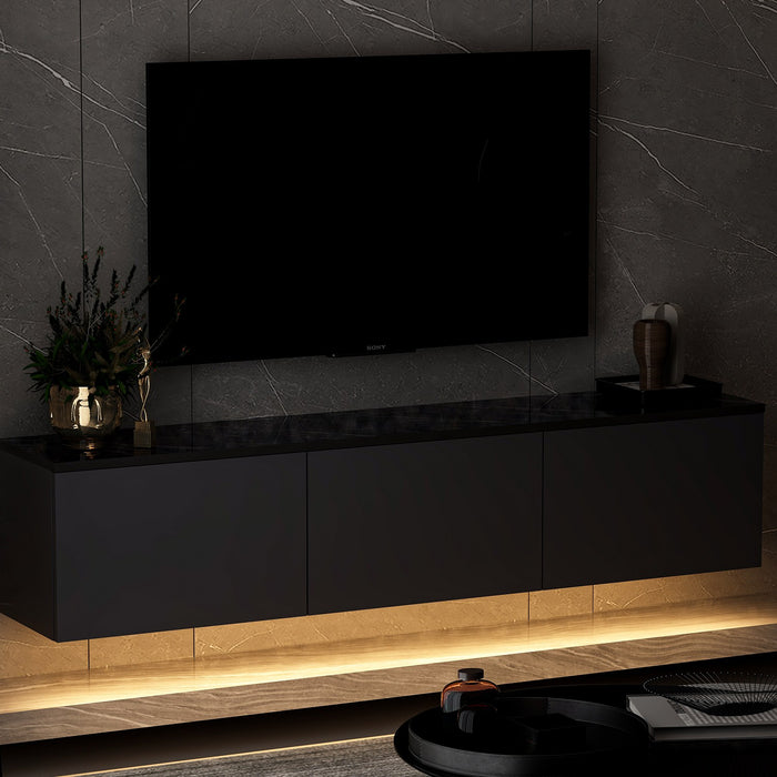 Comoda TV Asi Home Neon Illuminated - Anthracite, Antracit, 160 x35 x32 cm