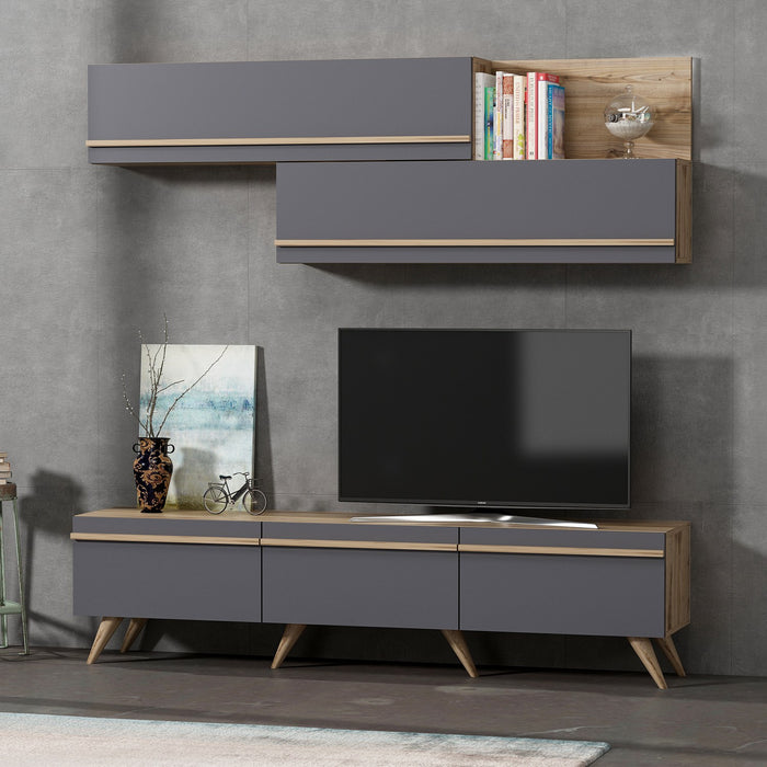 Comoda TV Asi Home Amsterdam, 180 cm,  180 cm x 42 cm,  60 cm  x 35 cm,  22 cm, Antracit,
Nuc