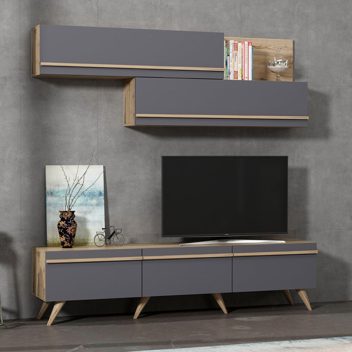 Comoda TV Asi Home Amsterdam, 180 cm,  180 cm x 42 cm,  60 cm  x 35 cm,  22 cm, Antracit,
Nuc