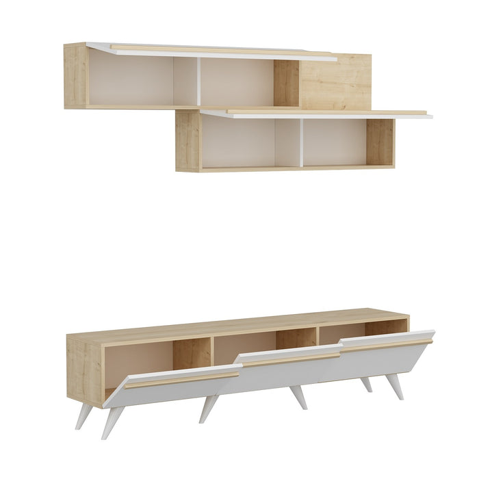 Comoda TV Asi Home Amsterdam, 180 cm,  180 cm x 42 cm,                                                                         60 cm x 35 cm,                                                                          22 cm, Safir,
Alb