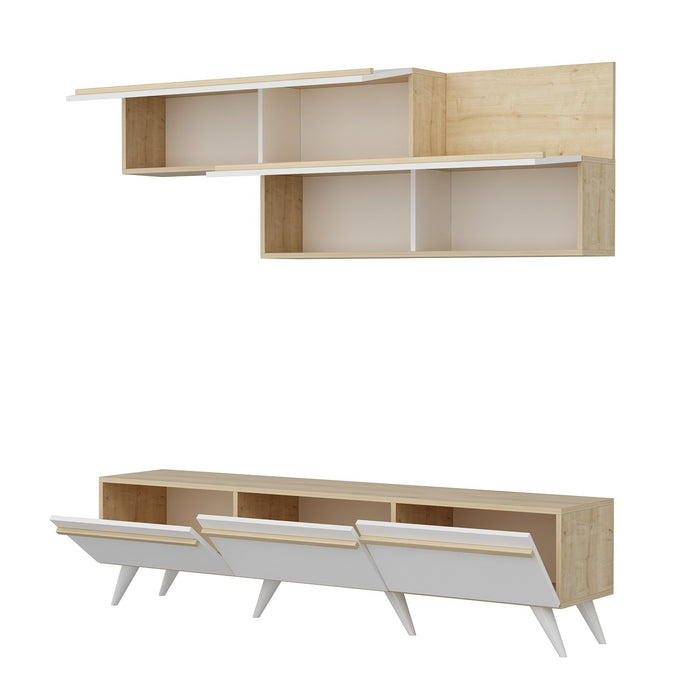 Comoda TV Asi Home Amsterdam, 180 cm,  180 cm x 42 cm,                                                                         60 cm x 35 cm,                                                                          22 cm, Safir,
Alb