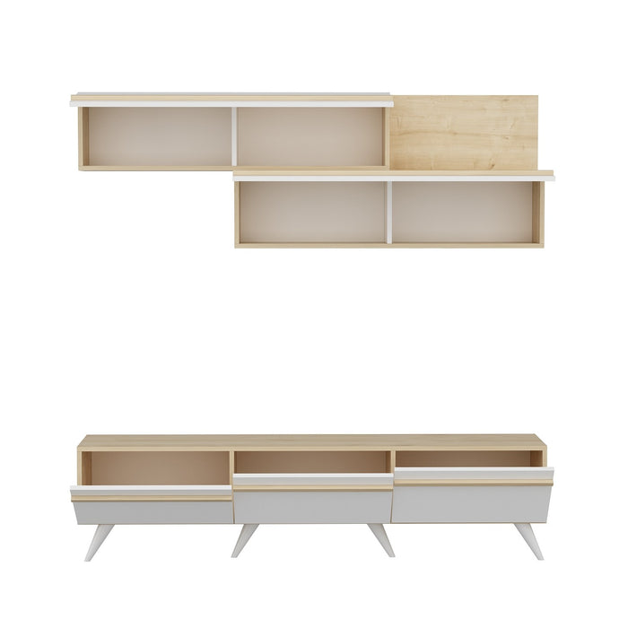 Comoda TV Asi Home Amsterdam, 180 cm,  180 cm x 42 cm,                                                                         60 cm x 35 cm,                                                                          22 cm, Safir,
Alb