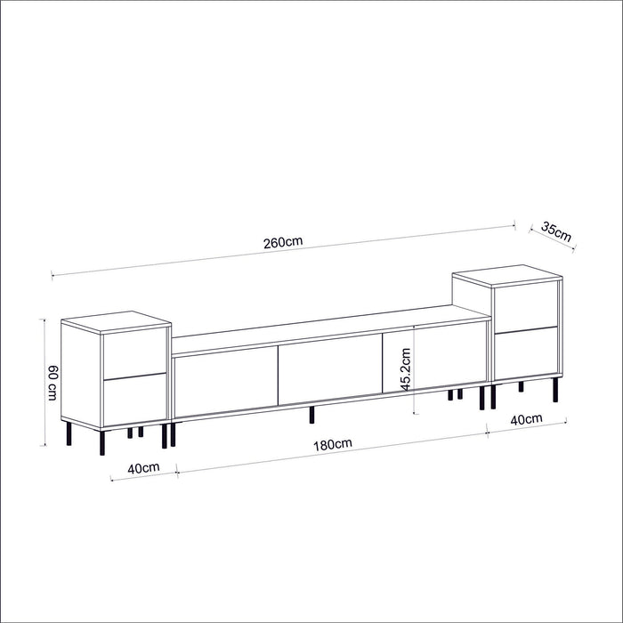 Comoda TV Asi Home Imaj, 180 cm,  40 cm x 45 cm,  60 cm  x 35 cm,  35 cm, Alb,
Negru,
Auriu