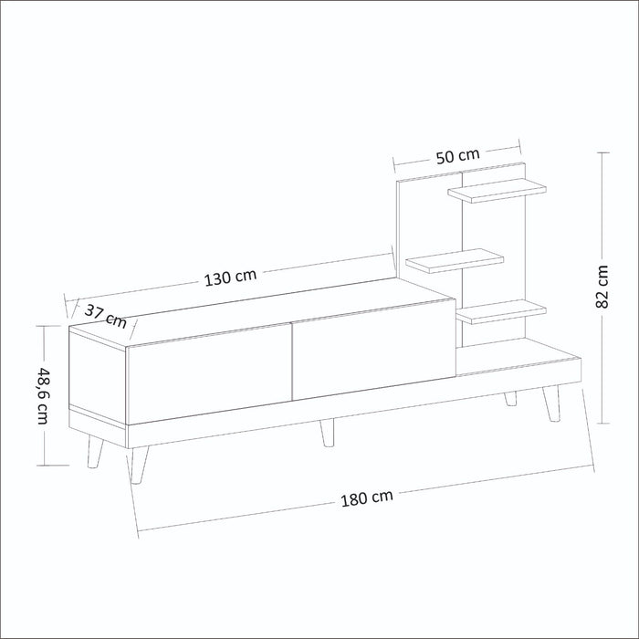 Set Mobila Living Asi Home Dizayn, 2 Piese, Comoda TV 180cm x 82cm x 48,6cm, Masuta Cafea 90cm x 36cm x 45cm, Antracit/Nuc