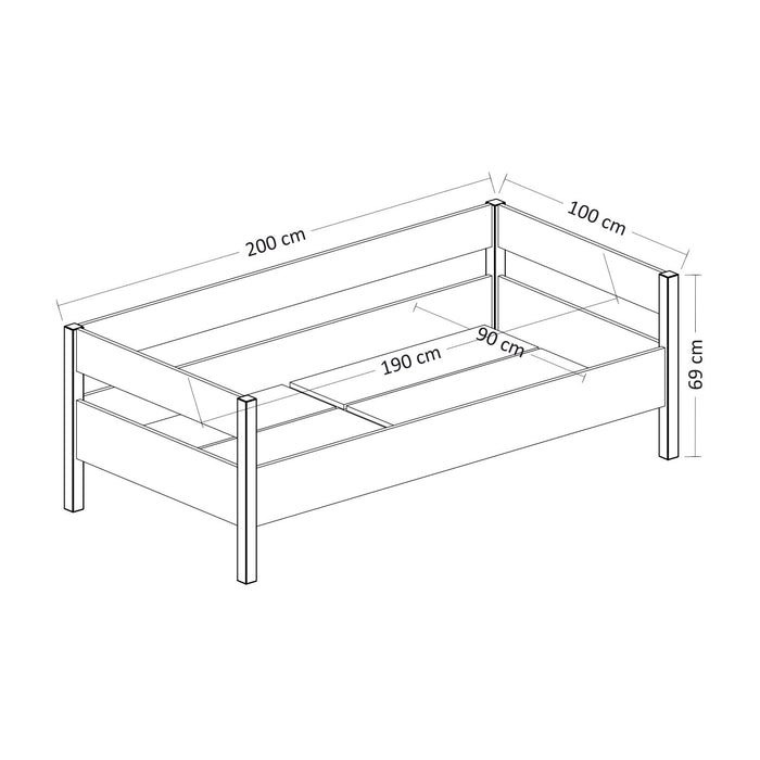 Pat Single Asi Home Valencia, 100 cm x 200 cm x 69 cm, Alb