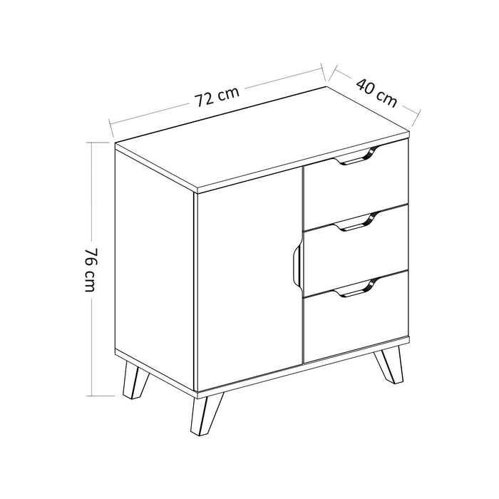 Set Mobila Dormitor Asi Home Valencia, Pat 200cmx69cmx100 cm, Dulap 72cmx176cmx47cm, Comoda 72cmx76cmx40cm, Alb