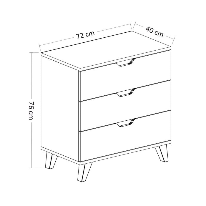 Set Mobila Dormitor Asi Home Valencia 1, Pat 200cmx69cmx100 cm, Dulap 72cmx176cmx47cm, Comoda 72cmx76cmx40cm, Alb