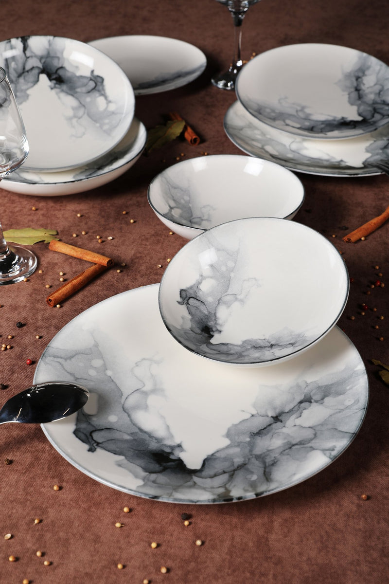 Set Vesela 24 Piese, Asi Home GB Gray Gradients, Portelan, Multicolor