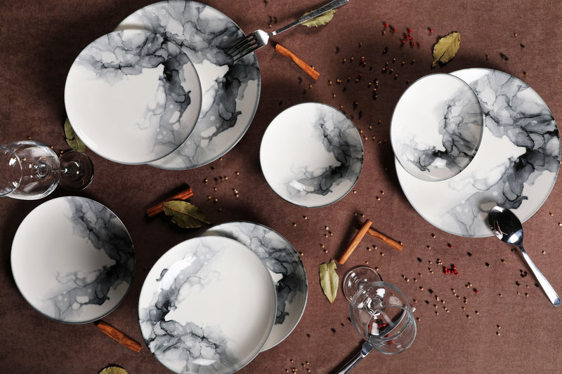 Set Vesela 24 Piese, Asi Home GB Gray Gradients, Portelan, Multicolor