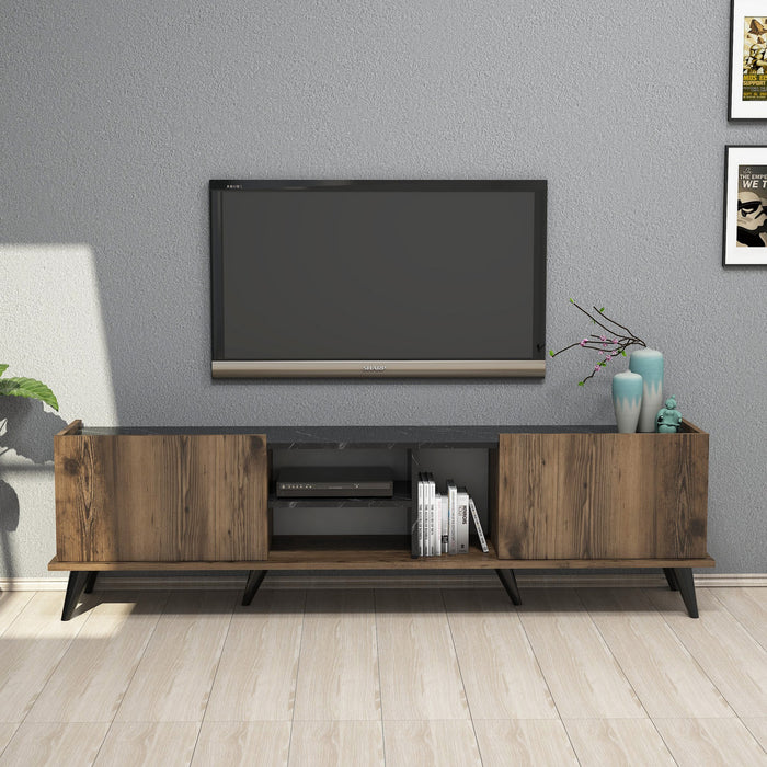 Comoda TV Asi Home Elegante 1330, Nuc/
Negru, 180 x 52 x34 cm