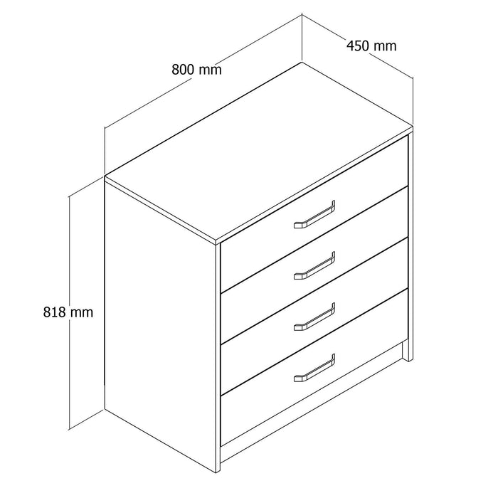 Comoda Asi Home Grande, 80 cm x 82 cm x 45 cm, Stejar,  
Maro Inchis