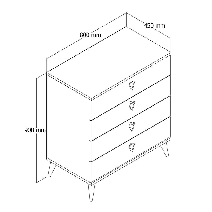 Comoda Asi Home Versa, 80 cm x 91 cm x 45 cm, Stejar,  
Maro Inchis