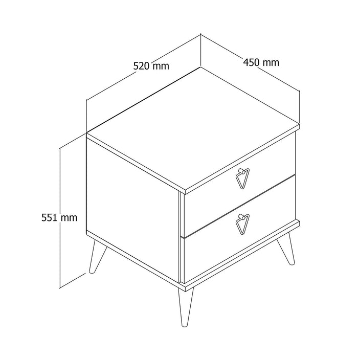 Noptiera Asi Home Versa, 52 cm x 55 cm  x 45 cm, Stejar,  
Maro Inchis