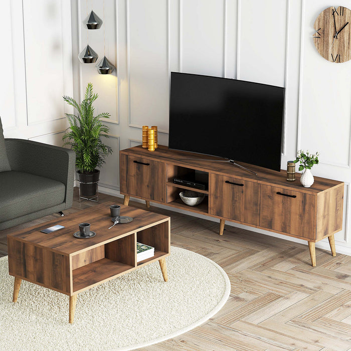 Set Mobila Living Asi Home Set, 2 Piese, Comoda TV 180cm x 53cm x 35cm, Masuta Cafea 90cm x 54cm x 41,6cm, Nuc