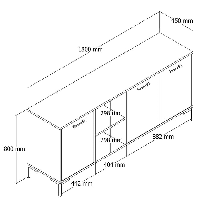 Consola Asi Home Aurora - 1636, Stejar, 180 x80 x45 cm