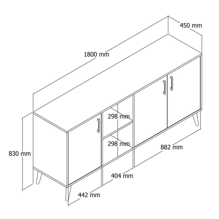 Consola Asi Home Exxen - 1620, Nuc/ 
Antracit, 180 x80 x45 cm