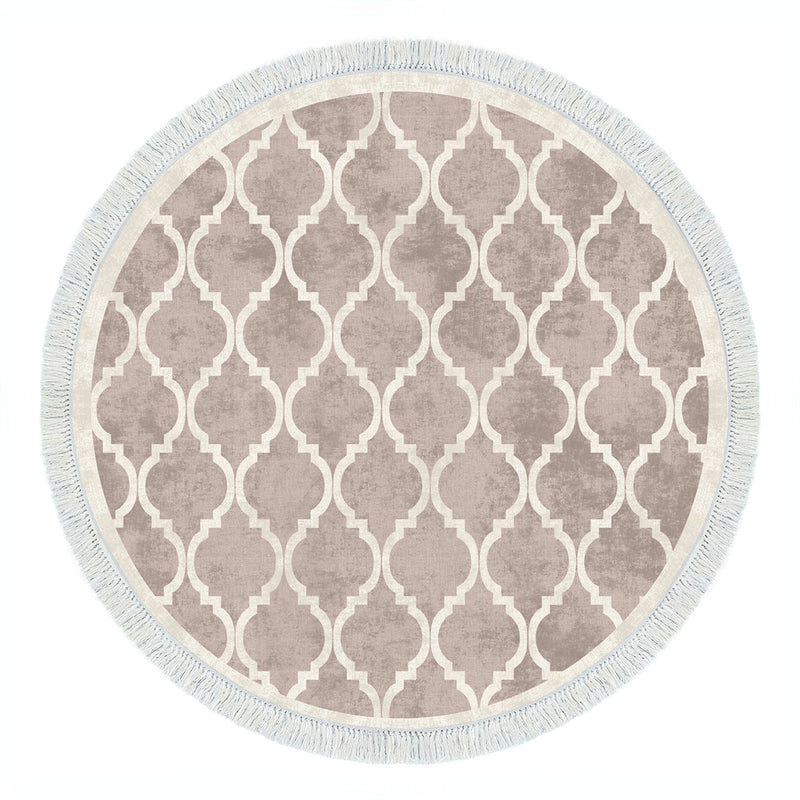 Covor Asi Home Round, 100 x 100cm, Poliester, Crem-Maro