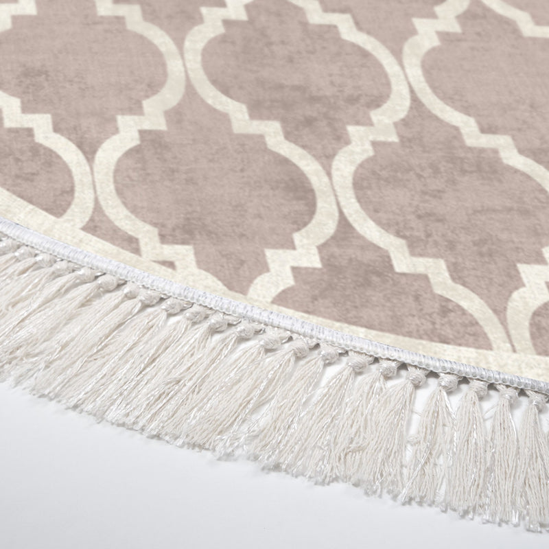 Covor Asi Home Round, 100 x 100cm, Poliester, Crem-Maro