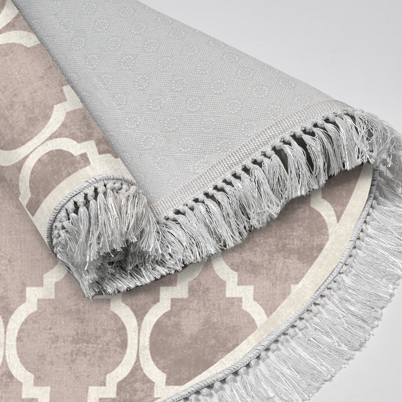 Covor Asi Home Round, 100 x 100cm, Poliester, Crem-Maro