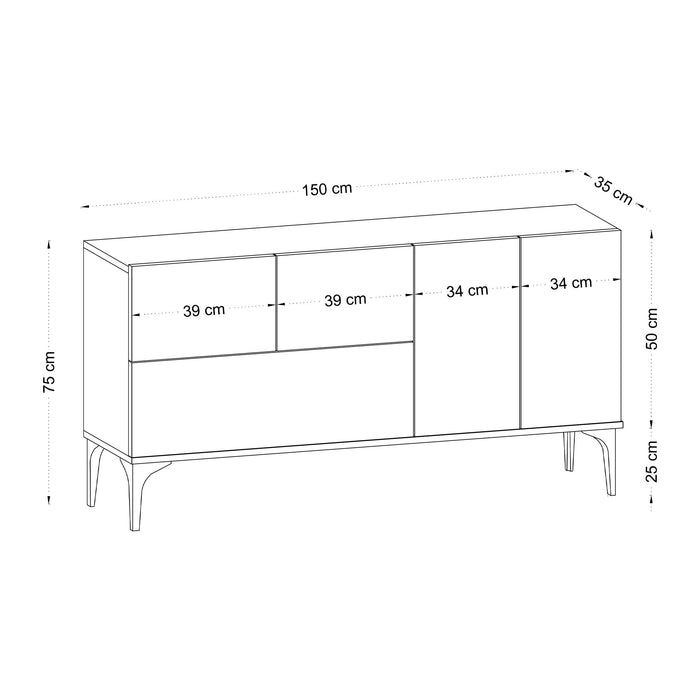 Consola Asi Home Glise - DEC0023, Alb/
Negru, 150 x75 x35 cm