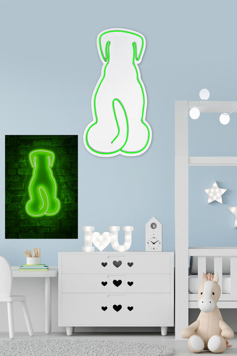 Decoratiune LED Asi Home Doggy - Green, 23 x 40 x 2 cm