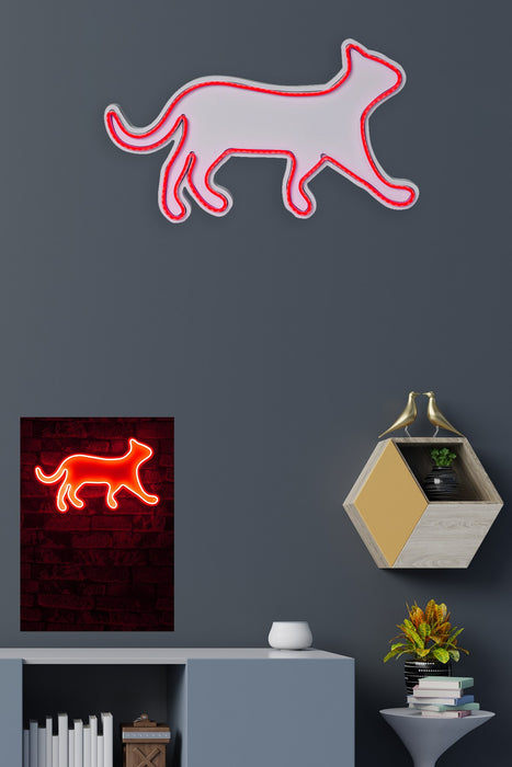 Decoratiune LED Asi Home Kitty the Cat - Red, 45 x 26 x 2 cm