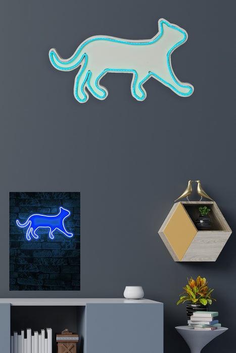 Decoratiune LED Asi Home Kitty the Cat - Blue, 45 x 26 x 2 cm