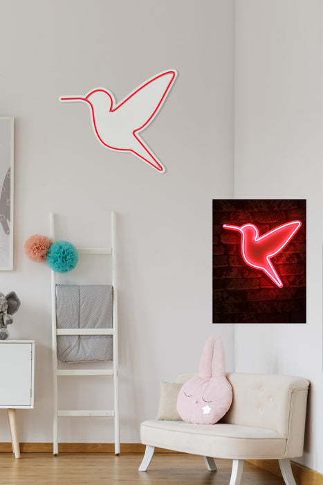 Decoratiune LED Asi Home Little Bird - Red, 40 x 36 x 2 cm