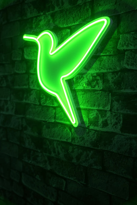 Decoratiune LED Asi Home Little Bird - Green, 40 x 36 x 2 cm