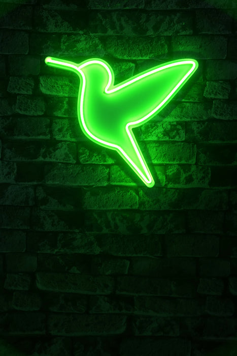 Decoratiune LED Asi Home Little Bird - Green, 40 x 36 x 2 cm