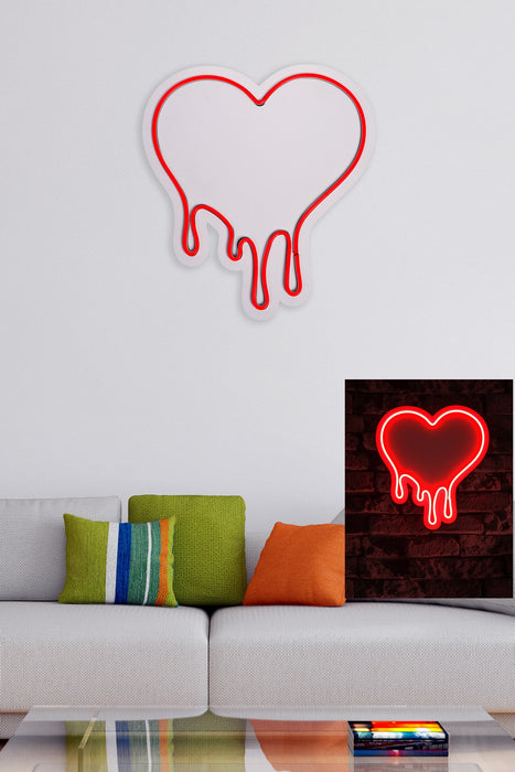 Decoratiune LED Asi Home Melting Heart - Red, 32 x 35 x 2 cm