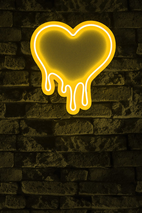 Decoratiune LED Asi Home Melting Heart - Yellow, 32 x 35 x 2 cm