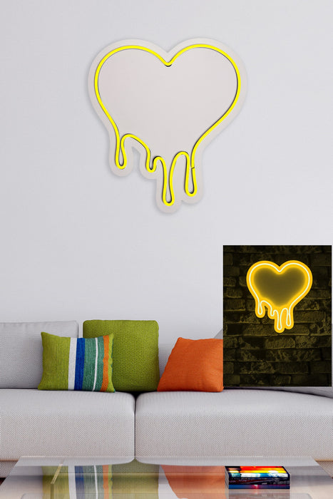 Decoratiune LED Asi Home Melting Heart - Yellow, 32 x 35 x 2 cm