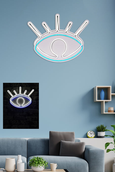 Decoratiune LED Asi Home Evil Eye - White, 38 x 30 x 3 cm