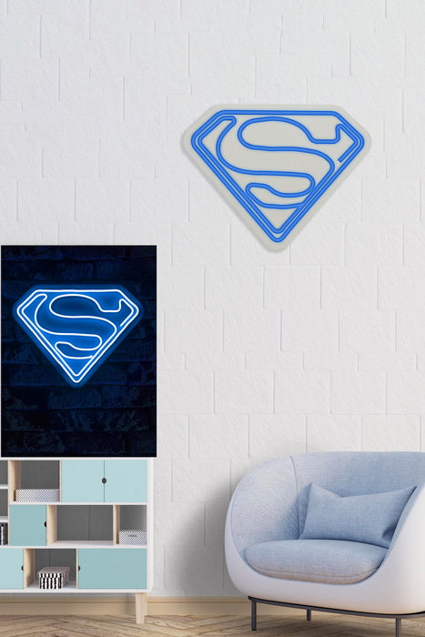 Decoratiune LED Asi Home Superman - Albastru, 36 x 28 x 3cm