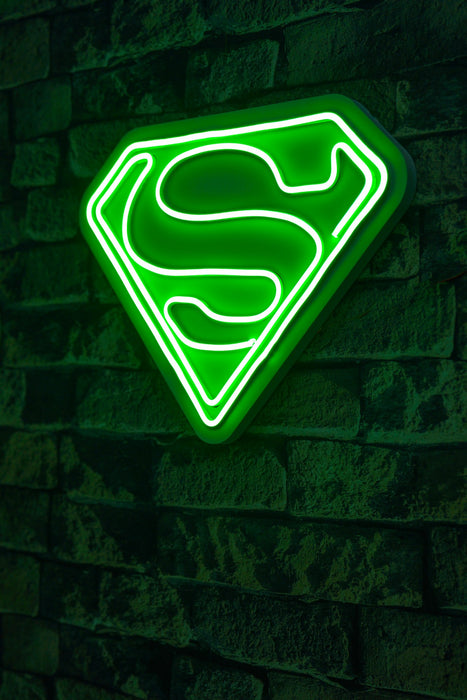 Decoratiune LED Asi Home Superman - Verde, 36 x 28 x 3cm