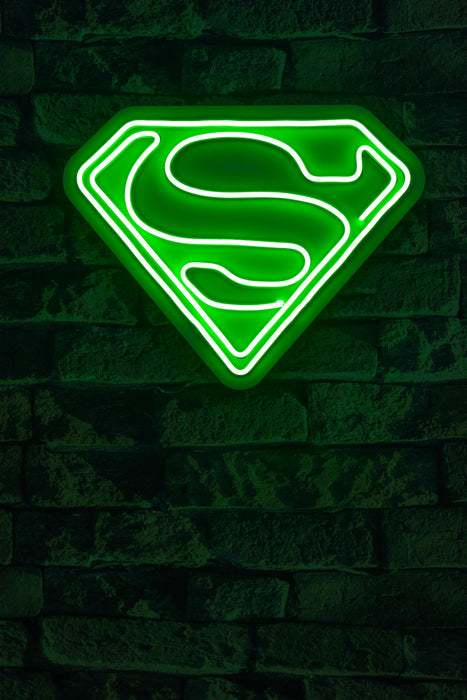 Decoratiune LED Asi Home Superman - Verde, 36 x 28 x 3cm