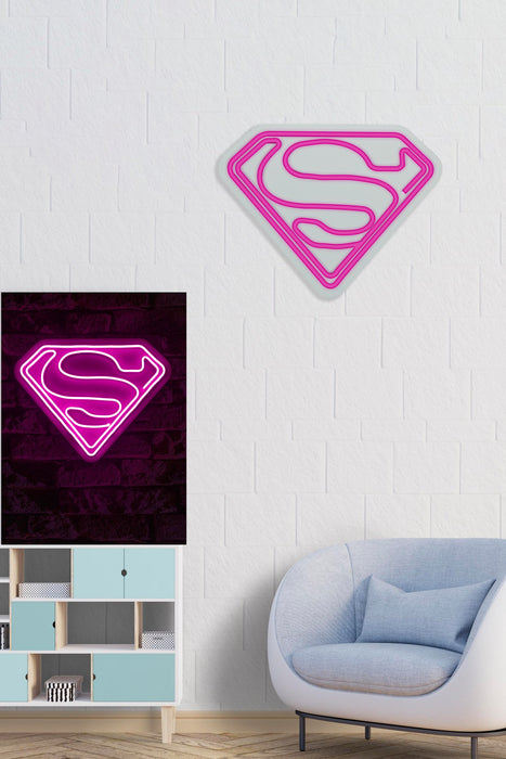 Decoratiune LED Asi Home Superman - Roz, 36 x 28 x 3cm