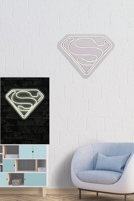 Decoratiune LED Asi Home Superman - Alb, 36 x 28 x 3cm