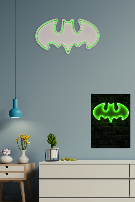 Decoratiune LED Asi Home Batman Bat Light - Verde,  25 x 45 x 3 cm