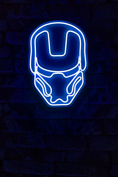 Decoratiune LED Asi Home Iron Man - Albastru, 24 x 35 x 3 cm