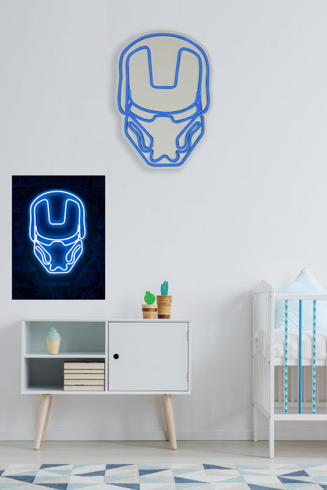 Decoratiune LED Asi Home Iron Man - Albastru, 24 x 35 x 3 cm