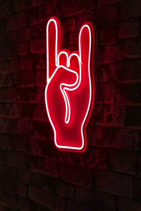 Decoratiune LED Asi Home Rock N Roll Sign - Rosu, 25 x 44 x 3 cm